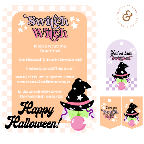 Switch Witch Printable Letter & Tags (Pink Set)