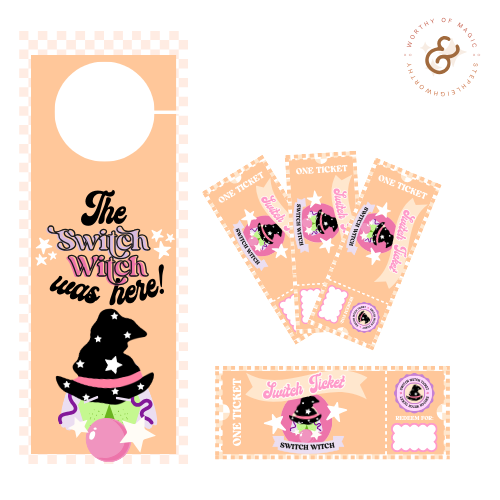 Switch Witch Printable Letter & Tags (Pink Set)