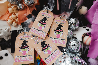 Double Double Toil in Trouble Bubblegum Halloween Goodie Tags