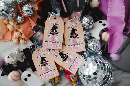 Double Double Toil in Trouble Bubblegum Halloween Goodie Tags