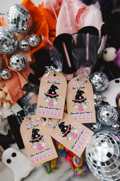 Double Double Toil in Trouble Bubblegum Halloween Goodie Tags